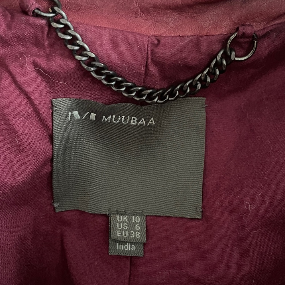 Muubaa Stunning Burgundy Leather Jacket 6 US - Picture 3 of 8
